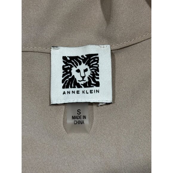 Anne Klein Womens Sleeveless Top With Tie Neck Blouse S Beige - Picture 4 of 13